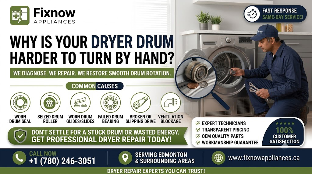 Why Is Your Dryer Drum Harder to Turn by Hand? | FixNow Appliances